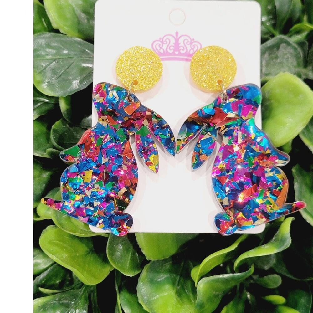 Confetti Colorful Bunny Dangle Earrings